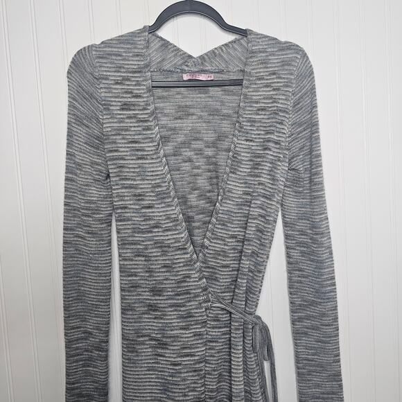 CALYPSO St. Barth Women's Gray Baby Alpaca Wrap Cardigan Size XS Longline Soft - Picture 8 of 14